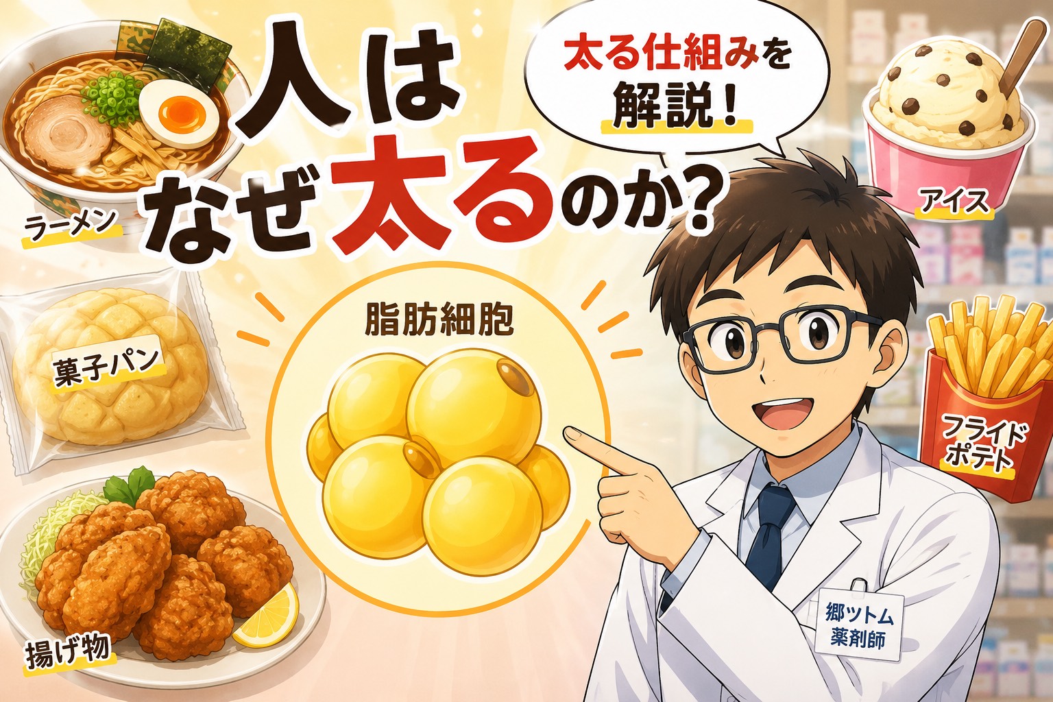 人はなぜ太るのか?脂肪が増えるメカニズムを薬剤師がわかりやすく解説